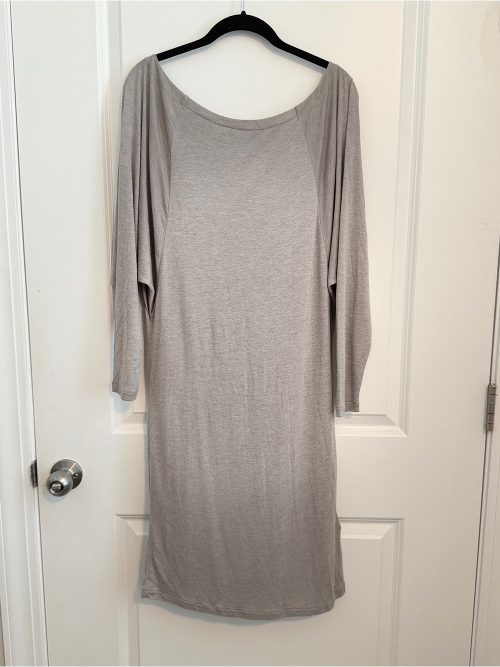 AllSaints Timi Dress Opal Grey Marl Draped Cowl Back Long Sleeve US 10